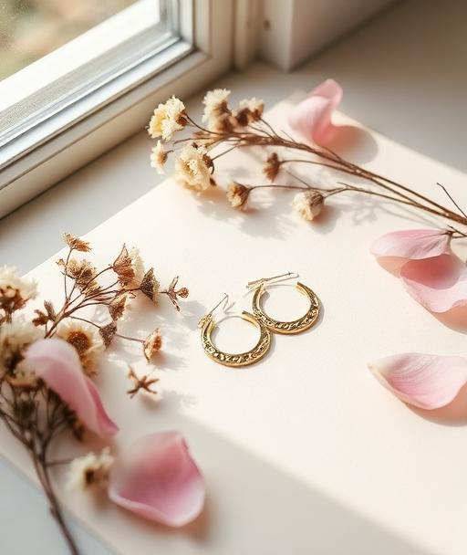 Pearl and gold earring close-up